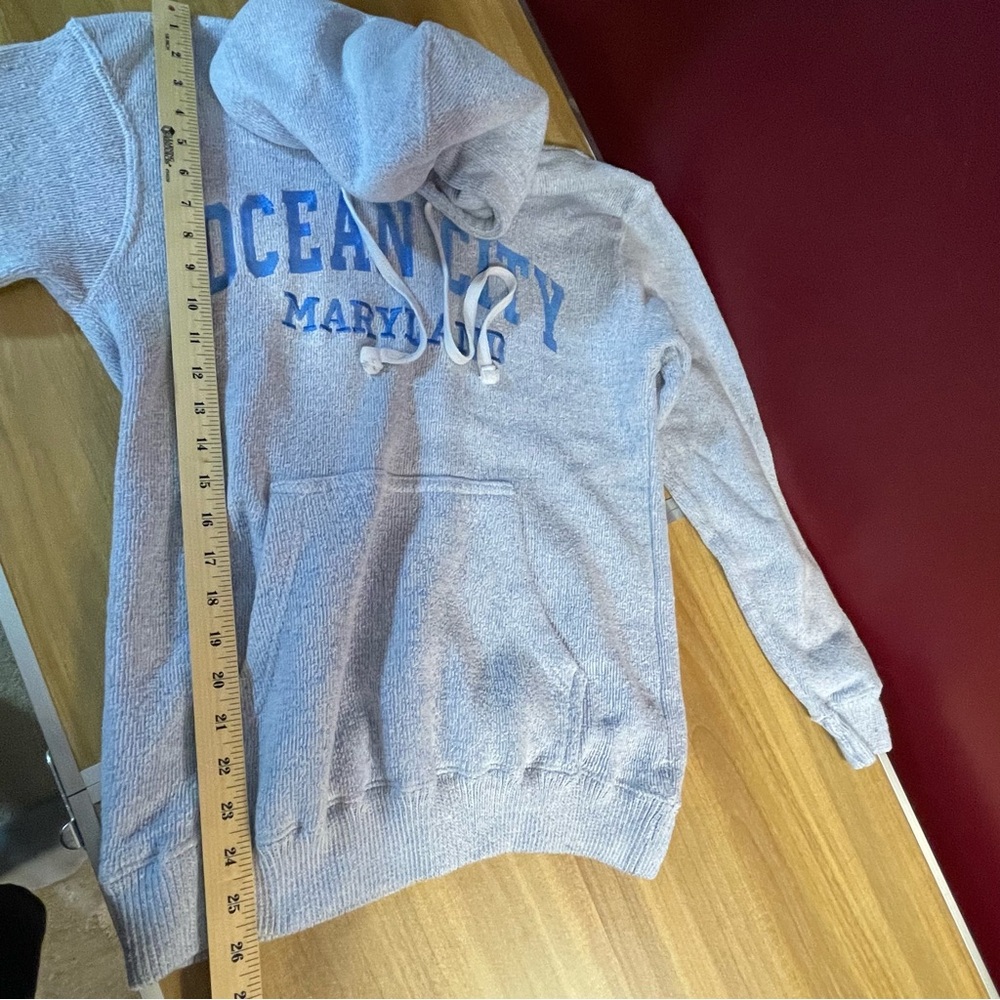 Embroidered Gray and Blue Ocean City Maryland Hoodie - Picture 6 of 8